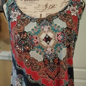 Tank Multi colored navy, red, light blue,and white